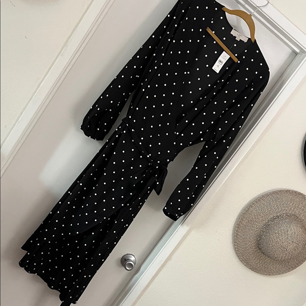 Black Polka Dot Wrap Dress women size 20
